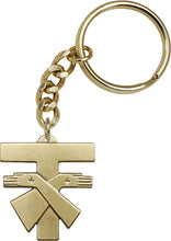 Load image into Gallery viewer, Franciscan Cross Keychain - Gold Oxide
