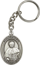 Load image into Gallery viewer, St. Pius X Keychain - Silver Oxide

