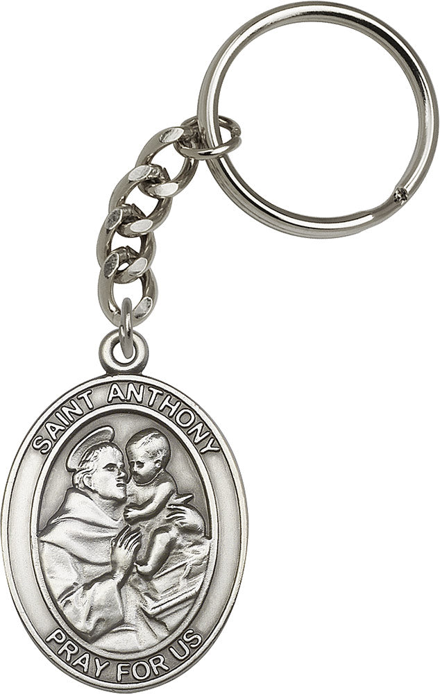 St. Anthony Keychain - Silver Oxide