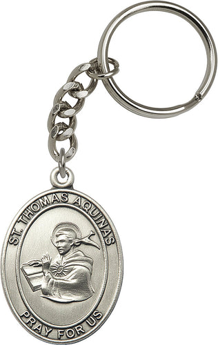 St. Thomas Aquinas Keychain - Silver Oxide