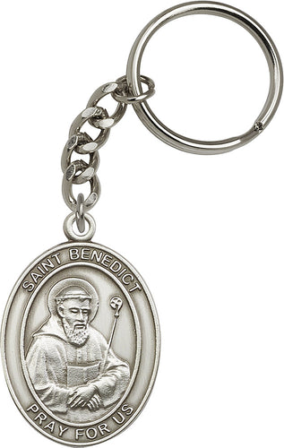 St. Benedict Keychain - Silver Oxide