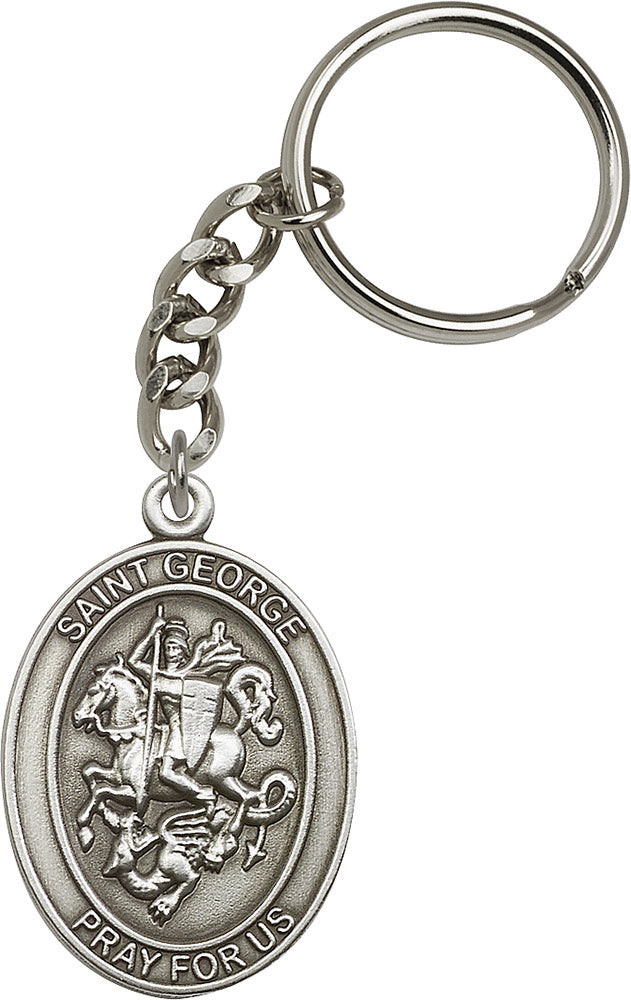 St. George Keychain - Silver Oxide