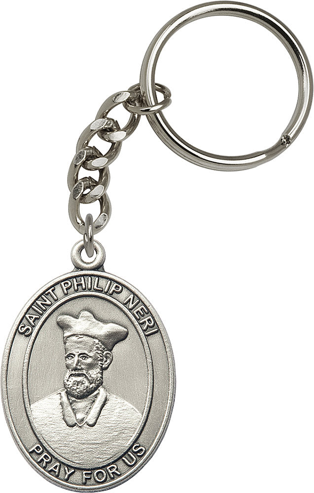 St. Philip Neri Keychain - Silver Oxide