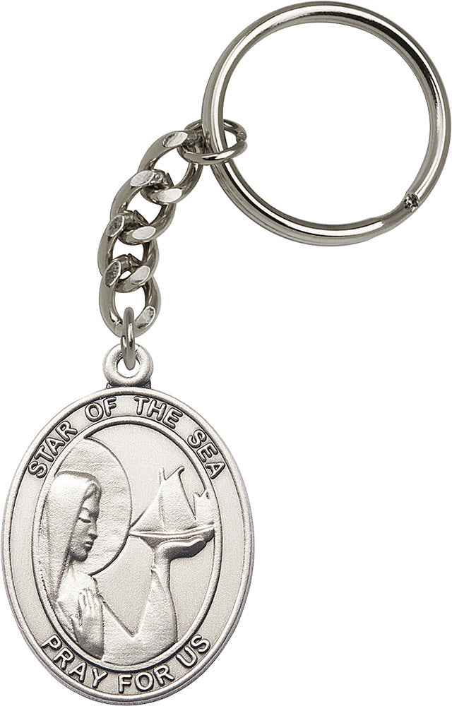 Our Lady Star of the Sea Keychain - Silver Oxide