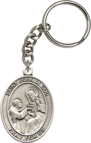 St. John of God Keychain - Silver Oxide