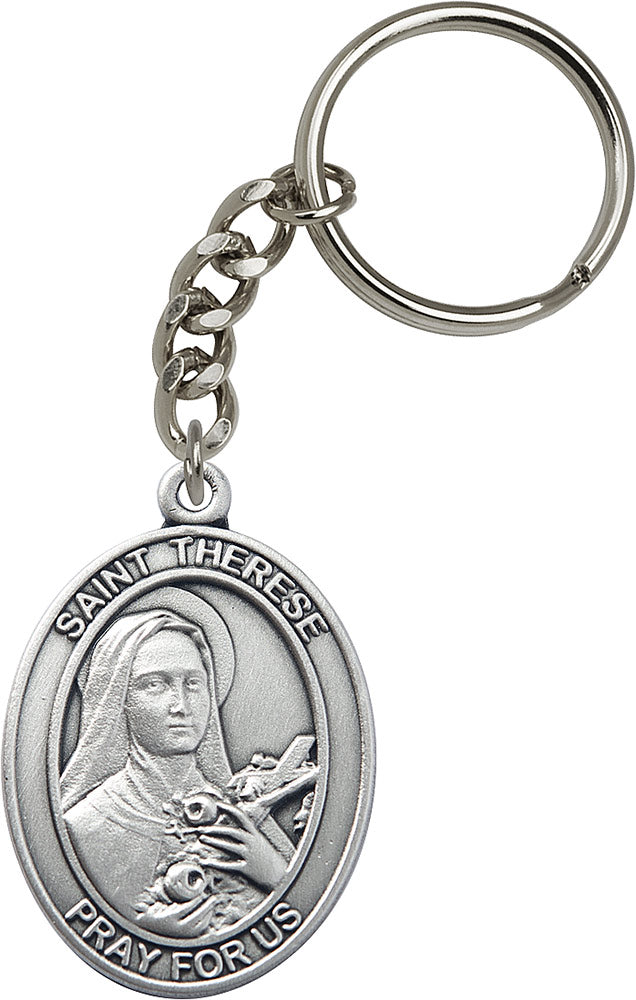 St. Therese of Lisieux Keychain - Silver Oxide