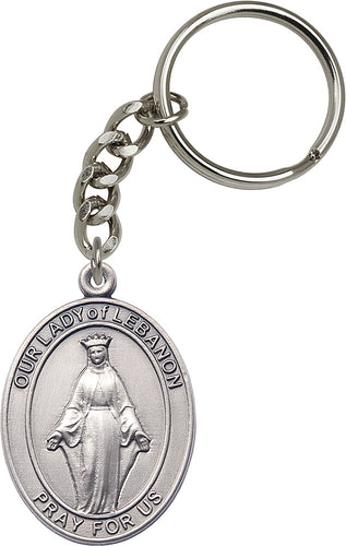 Our Lady of Lebanon Keychain - Silver Oxide