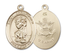 Load image into Gallery viewer, St. Christopher / Army Custom Medal - Yellow Gold
