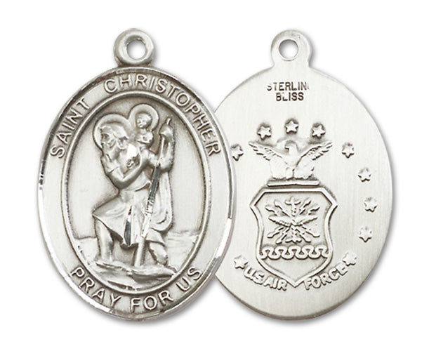 St. Christopher / Air Force Custom Medal - Sterling Silver