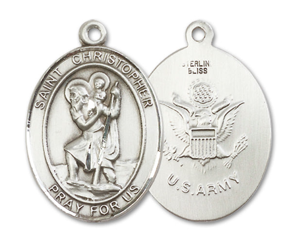 St. Christopher / Army Custom Medal - Sterling Silver