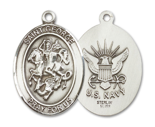 St. George / Navy Custom Medal - Sterling Silver