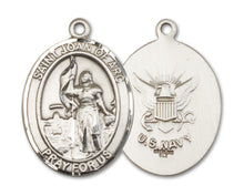 Load image into Gallery viewer, St. Joan of Arc / Navy Custom Medal - Sterling Silver
