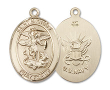 Load image into Gallery viewer, St. Michael the Archangel / Navy Custom Medal - Yellow Gold
