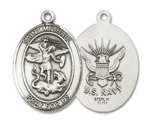 Load image into Gallery viewer, St. Michael the Archangel / Navy Custom Medal - Sterling Silver
