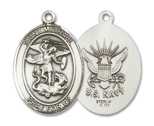 St. Michael the Archangel / Navy Custom Medal - Sterling Silver