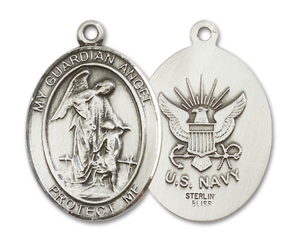 Guardian Angel / Navy Custom Medal - Sterling Silver