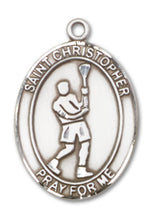 Load image into Gallery viewer, St. Christopher / Lacrosse Custom Medal - Sterling Silver
