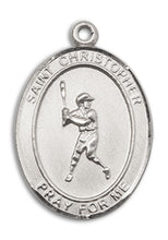 Load image into Gallery viewer, St. Christopher / Baseball Custom Medal - Sterling Silver
