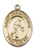 Load image into Gallery viewer, St. Christopher / Basketball Custom Medal - Yellow Gold

