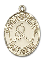 Load image into Gallery viewer, St. Christopher / Ice Hockey Custom Medal - Yellow Gold
