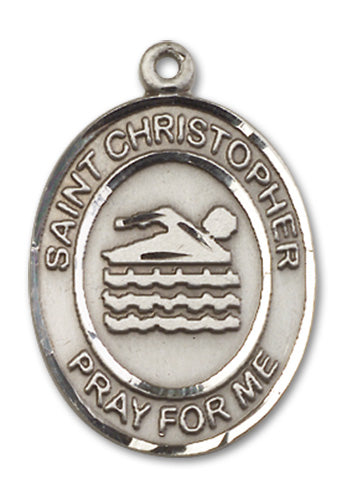 St. Christopher / Swimming Custom Medal - Sterling Silver
