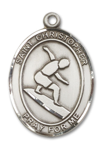 St. Christopher / Surfing Custom Medal - Sterling Silver