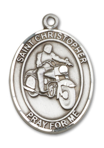 St. Christopher / Motorcycle Custom Medal - Sterling Silver
