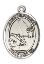 Load image into Gallery viewer, St. Sebastian / Fishing Custom Medal - Sterling Silver
