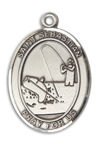 St. Sebastian / Fishing Custom Medal - Sterling Silver