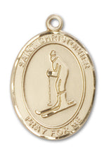 Load image into Gallery viewer, St. Christopher / Skiing Custom Medal - Yellow Gold
