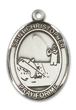 Load image into Gallery viewer, St. Christopher / Fishing Custom Medal - Sterling Silver
