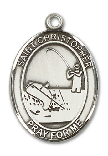 St. Christopher / Fishing Custom Medal - Sterling Silver