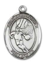 Load image into Gallery viewer, St. Christopher / Basketball Custom Medal - Sterling Silver
