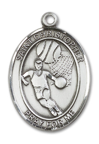 St. Christopher / Basketball Custom Medal - Sterling Silver