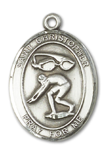 St. Christopher / Swimming Custom Medal - Sterling Silver