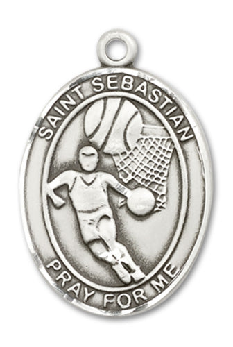 St. Sebastian / Basketball Custom Medal - Sterling Silver