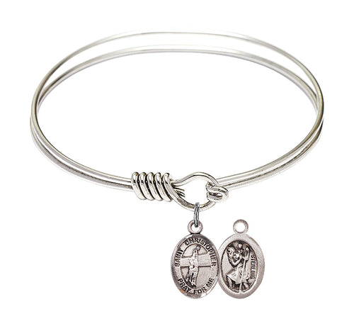 St. Christopher / Volleyball Custom Bangle - Silver