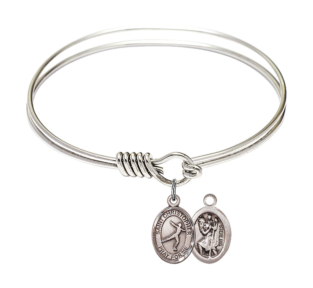 St. Christopher / Figuee Skating Custom Bangle - Silver