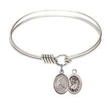 Load image into Gallery viewer, St. Christopher / Softball Custom Bangle - Silver
