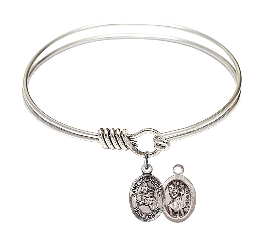 St. Christopher / Motorcycle Custom Bangle - Silver