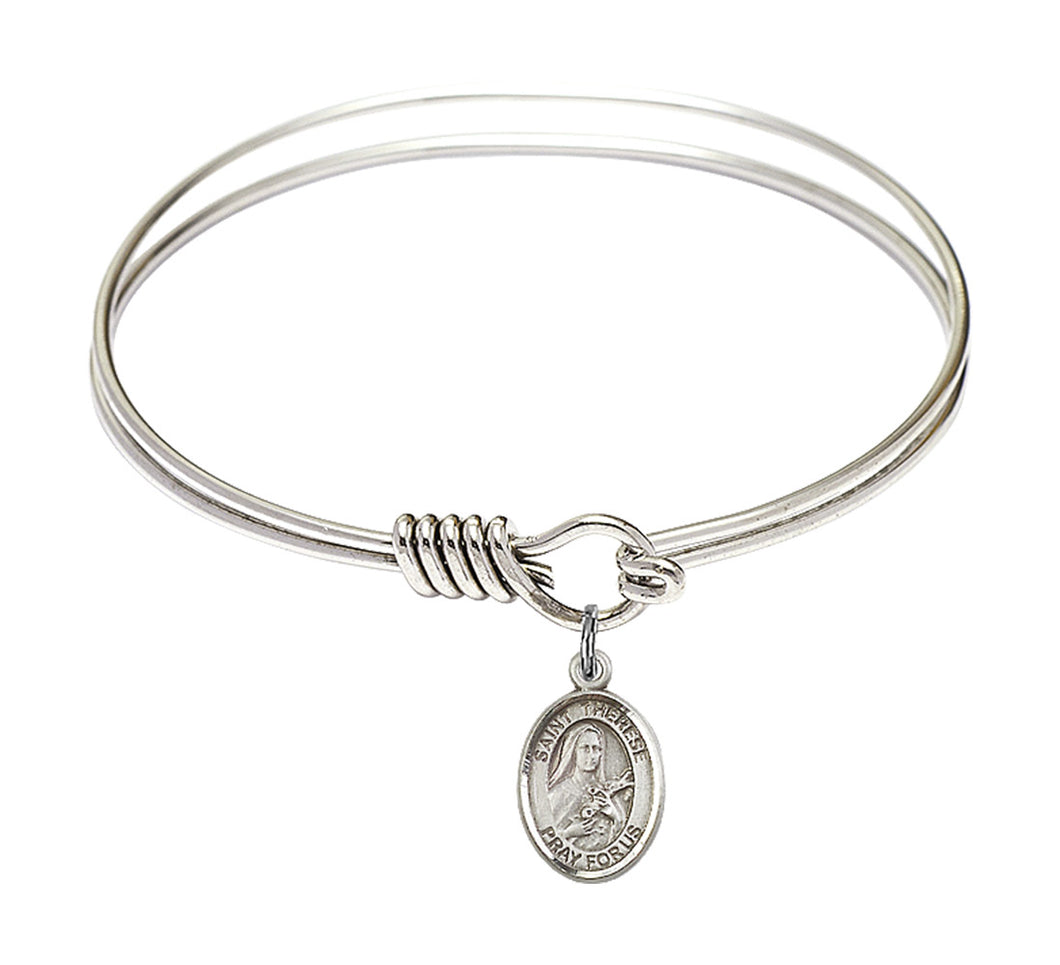 St. Therese of Lisieux Custom Bangle - Silver