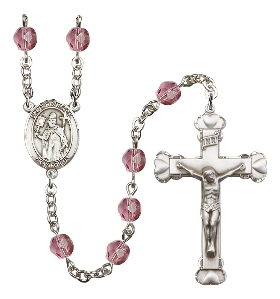 St. Boniface Custom Birthstone Rosary - Silver