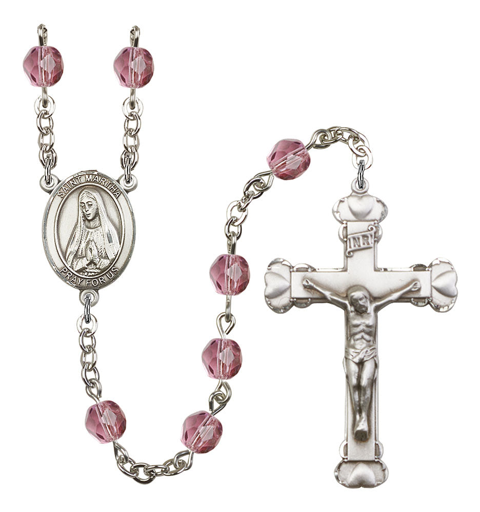 St. Martha Custom Birthstone Rosary - Silver