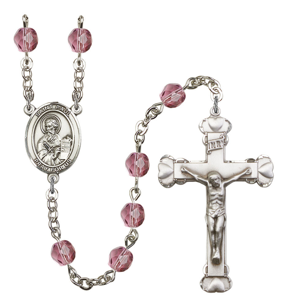 St. Paul the Apostle Custom Birthstone Rosary - Silver
