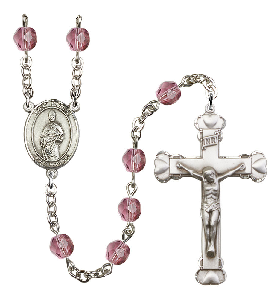 St. Eligius Custom Birthstone Rosary - Silver