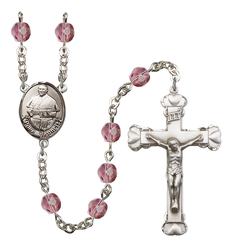 Pope Francis Custom Birthstone Rosary - Silver