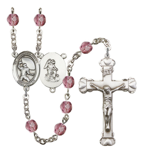 Guardian Angel / Basketball Custom Birthstone Rosary - Silver