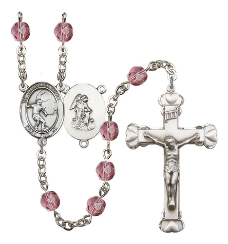 Guardian Angel / Soccer Custom Birthstone Rosary - Silver