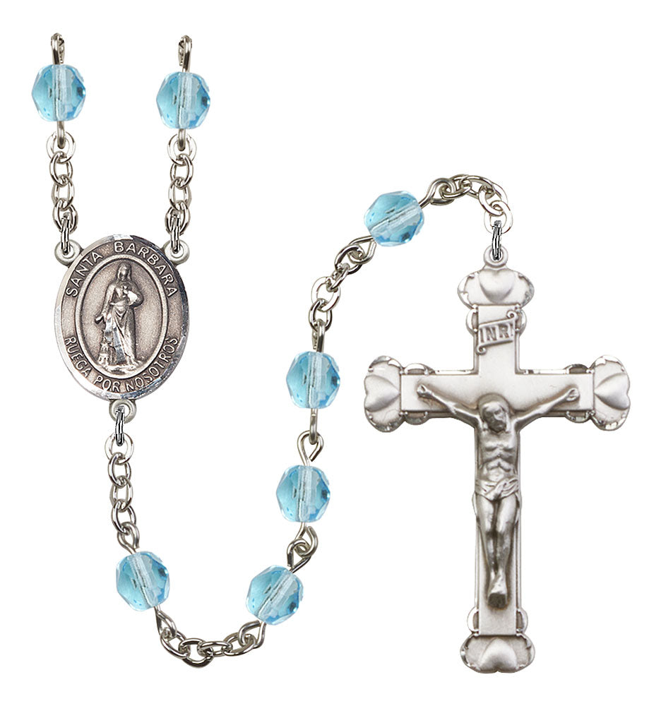Santa Barbara Custom Birthstone Rosary - Silver