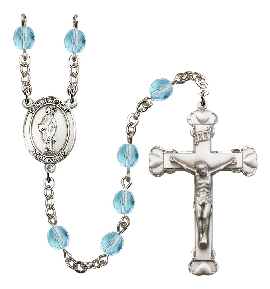 St. Gregory the Great Custom Birthstone Rosary - Silver